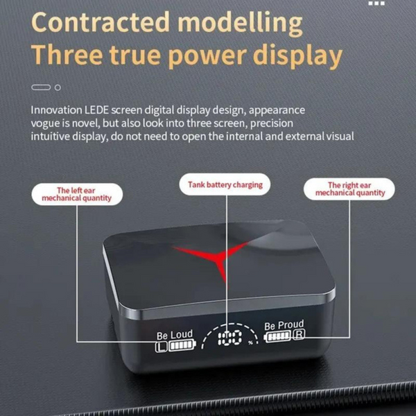 Беспроводные наушники TWS M90 Pro с зарядным кейсом павер банком вакуумные bluetooth 5.3 с RGB LED подсветкой и шумоподавлением 515 Черный 2103n5Fv фото