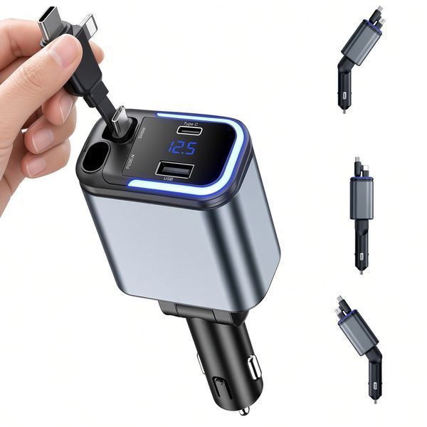 Автомобільний зарядний пристрій 5 в 1 із Bluetooth, вбудованими кабелями та портом для USB-флешки tex-s7,5got фото
