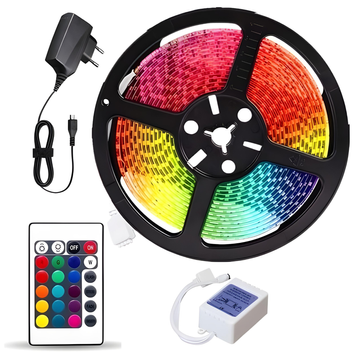 Світлодіодна стрічка багатобарвна 3528 RGB комплект 5м з пультом JmL2t2Tg фото