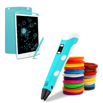 Ручка 3D-PEN-6 (+планшет для рисования, пластик - PLA Ручка 3D с планшетом для детей Pen-6 с LCD дисплеем + пластик 100 м JmL9TnL фото
