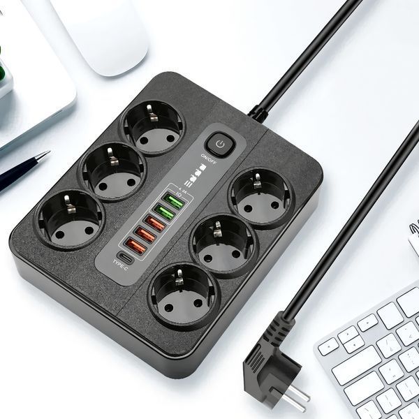 Мережевий фільтр-подовжувач 3003/5, 5 м &mdash; 6 розеток і 6 USB-портів для дому та офісу parv-5,2hhjio фото