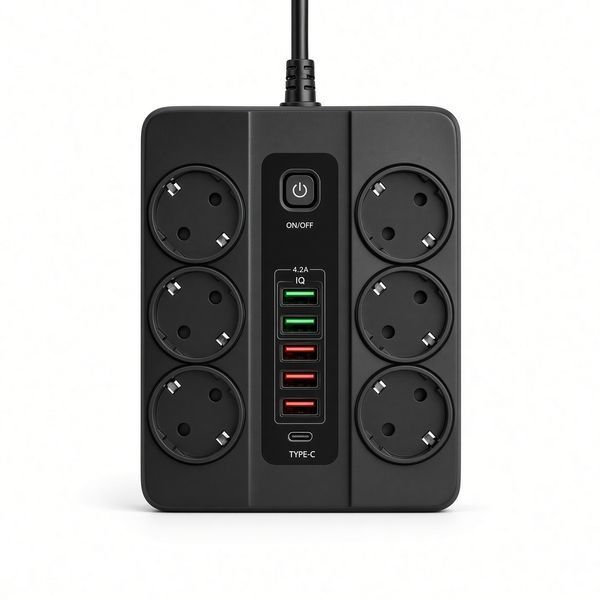 Мережевий фільтр-подовжувач 3003/5, 5 м &mdash; 6 розеток і 6 USB-портів для дому та офісу parv-5,2hhjio фото