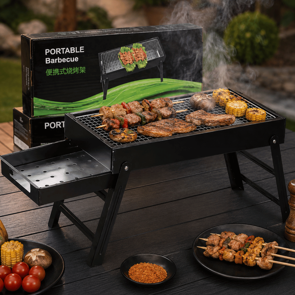Мангал гриль портативний компактний барбекю BBQ чорний 60*22*32 KT7Rvf фото
