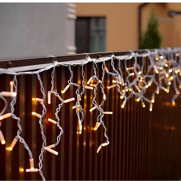 Гірляда Штора 120 LED діодів 3&times;0.7 м. бахрома білий дріт теплий білий 230m126Tn фото