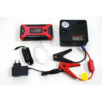 Пуско-зарядний пристрій Повербанк для запуска авто JUMPSTARTER JX27 WITH PUMP 9800 mah + компрессор, ПЗУ для автомобиля PtR32Tbv фото