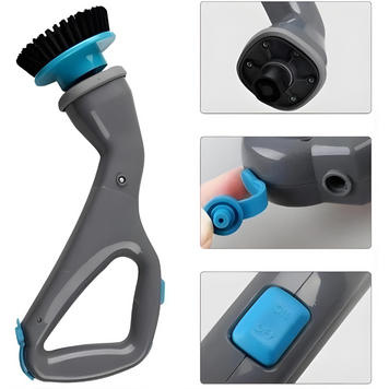 Електрична бездротова щітка HURRICANE Muscle Scrubber для прибирання з насадками Сірий Jm-8bk фото