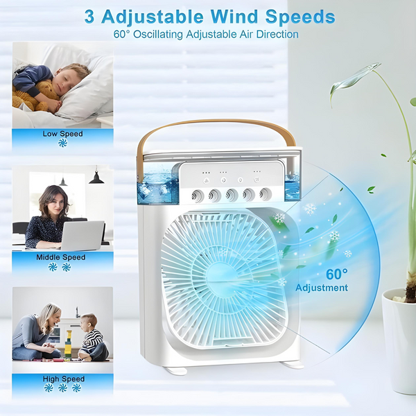 Міні кондиціонер Air Cooler Fan 4в1 зі зволожувачем повітря USB+Форма для льоду Krisstal KmG фото