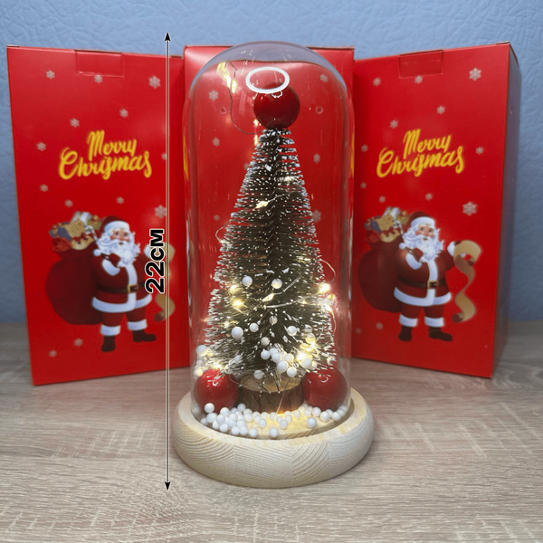 Новогодняя елка в колбе Christmas tree с LED подсветкой 22 см Gold4l5Tv фото