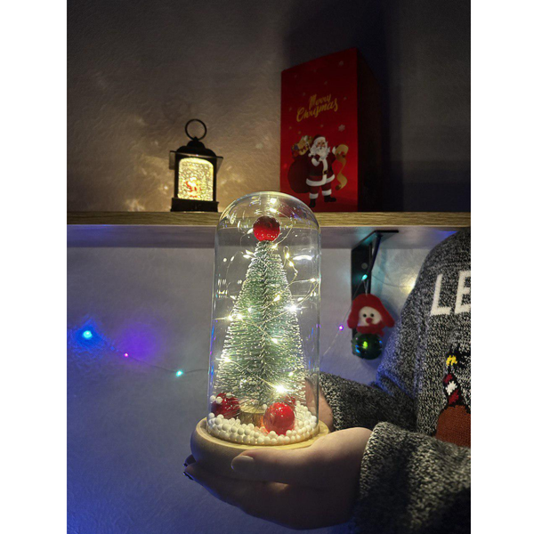 Новогодняя елка в колбе Christmas tree с LED подсветкой 22 см Gold4l5Tv фото