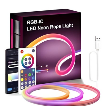 Розумна гнучка LED Neon RGB неонова стрічка шланг 5 метрів від USB керування кольорами режимами з телефону Bluetooth додатком та пульт JmL9j5Yrf фото