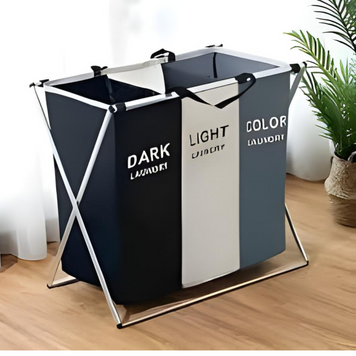Складний тканинний кошик Laundry для брудної білизни на 3 секції Ds6bIh фото