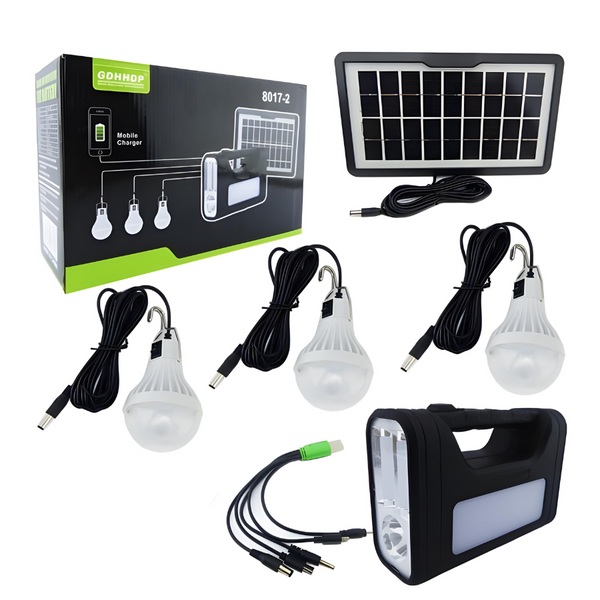 Акумуляторний ліхтар з функцією PowerBank GDHDP GD 8017-1 в комплекті з сонячною панеллю та трьома лампочками. DK-16BK фото