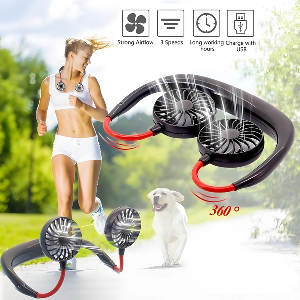 Портативний шийний вентилятор Hand Free Mini Neck Fans з USB-перезарядкою fabr-3.5  фото