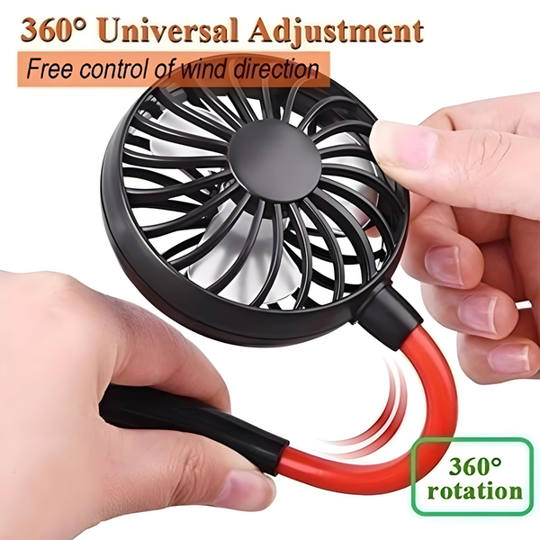 Портативний шийний вентилятор Hand Free Mini Neck Fans з USB-перезарядкою fabr-3.5  фото