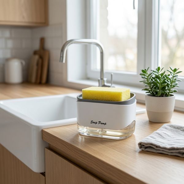 Дозатор для миючого засобу з губкою Soap Pump &mdash; чистота без крапель і бризок gold-1/25rax фото