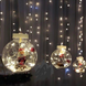 Новогодняя гирлянда LED Light штора шарики с игрушкой Дед Мороз размер 3 м 10 шаров теплый белый GolD4l5Tfv фото 2