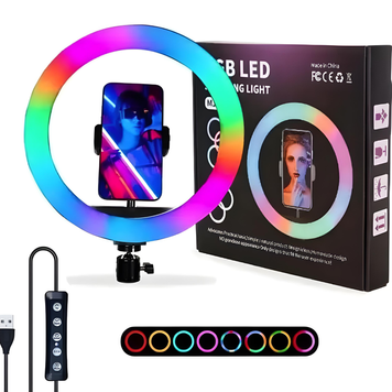 Кільцева лампа MJ30 діаметр 30 см без штатива Кільцева лампа RGB LED з тримачем для телефону JmL4tr фото