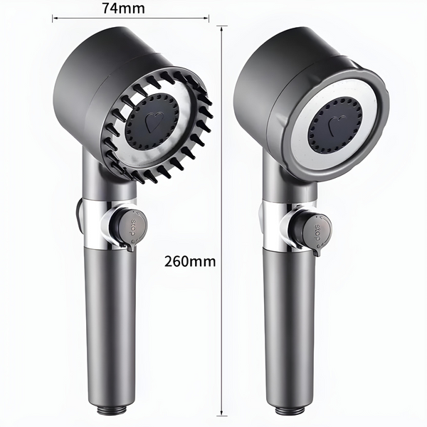 Массажная лейка для душа, 3 режима Turbocharged shower head/ Ручная насадка для душа с массажной головкой / Душевая насадка 238 фото